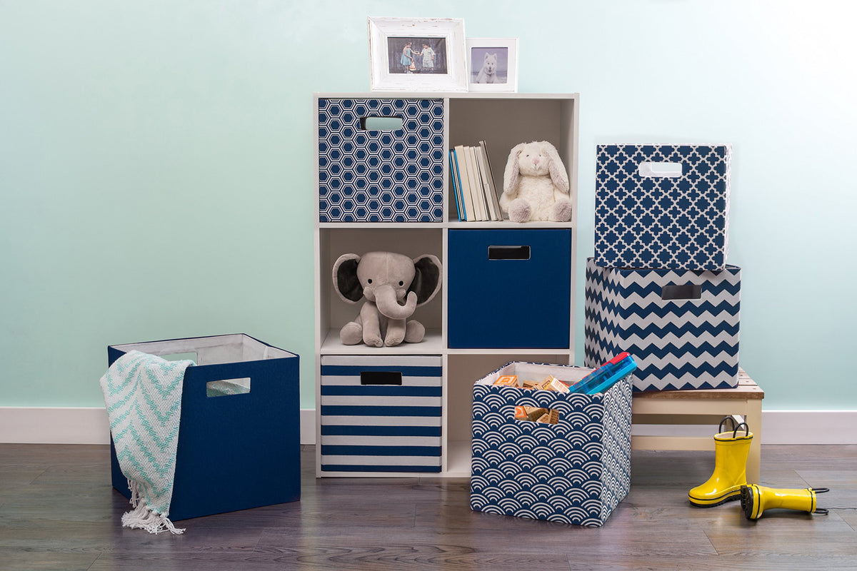 DII Fabric Storage Cube Organizer Bin 13x13x13 Foldable, Blue