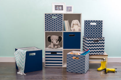 DII Fabric Storage Cube Organizer Bin 13x13x13 Foldable, Blue