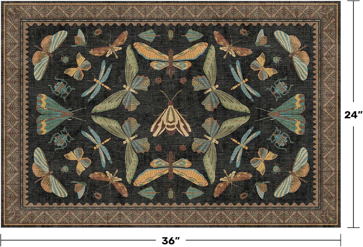 Small Black Entryway Rug - 2x3 Front Door Rug Indoor Entrance, Small Carpet for Kitchen Floor