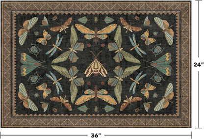 Small Black Entryway Rug - 2x3 Front Door Rug Indoor Entrance, Small Carpet for Kitchen Floor