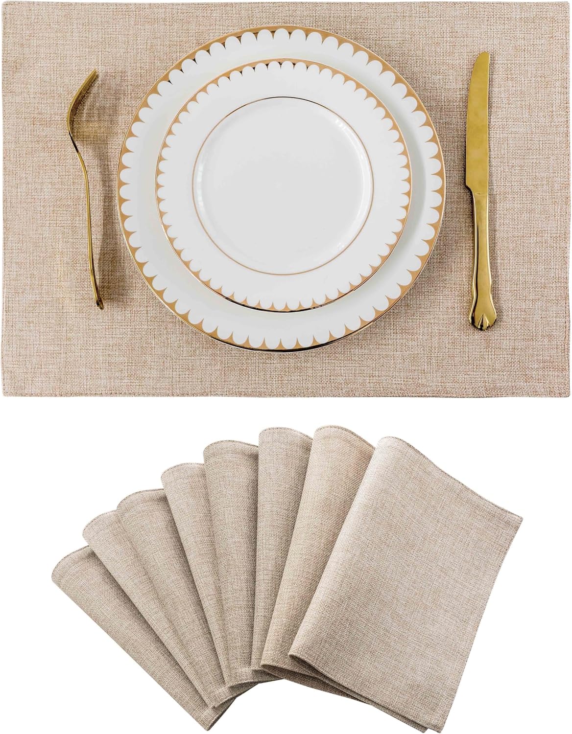 Home Brilliant Placemats Set of 8 Heat Resistant Dining Table Place Mats Plate Mat Cloth Placemats
