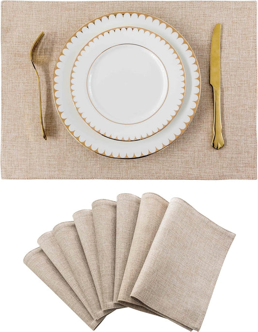 Home Brilliant Placemats Set of 8 Heat Resistant Dining Table Place Mats Plate Mat Cloth Placemats