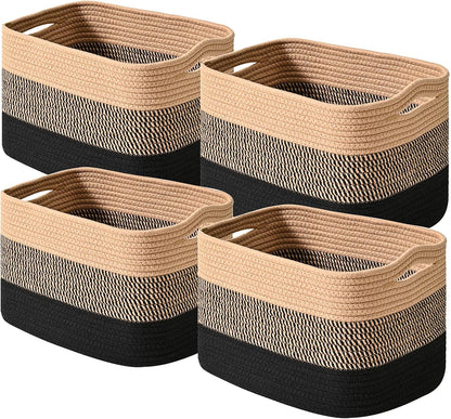 Storage Baskets for Shelves Organizing, Woven Cotton Rope Baskets for Storage, Book Basket, Towel