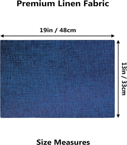Demetex Cloth Table Placemats Heat Resistant Linen Place Mats Set of 4 Navy Blue Stains Resistant