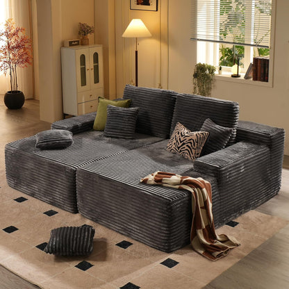 ovios 81" Oversized Sectional Double Lounge Chaise with Cloud Plush Sofa Bed, No Assembly Required