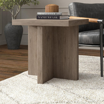 Henn&Hart 22" Wide Square Side Table in Weathered Gray, for Home, Living Room, Bedroom