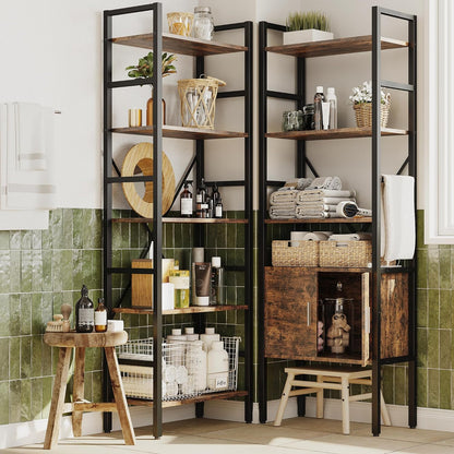 70 x70" Triple 5 Tier Book Shelf, Industrial Large Bookcase with Storage Cabinet, Tall Bookshelf