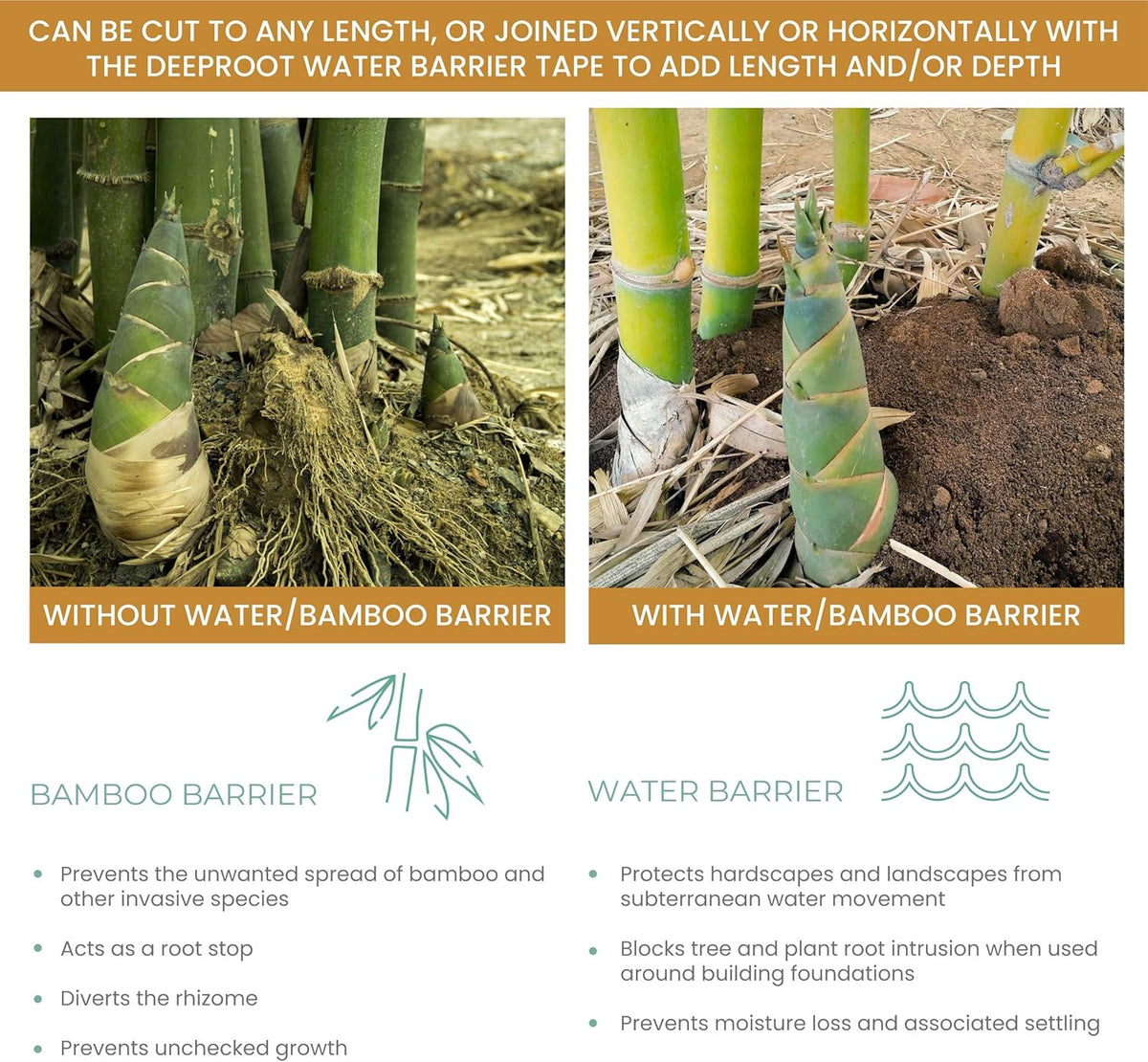 DeepRoot Water Barrier, Versatile Bamboo Barrier, Easy-to-Install Garden Barrier for Landscaping