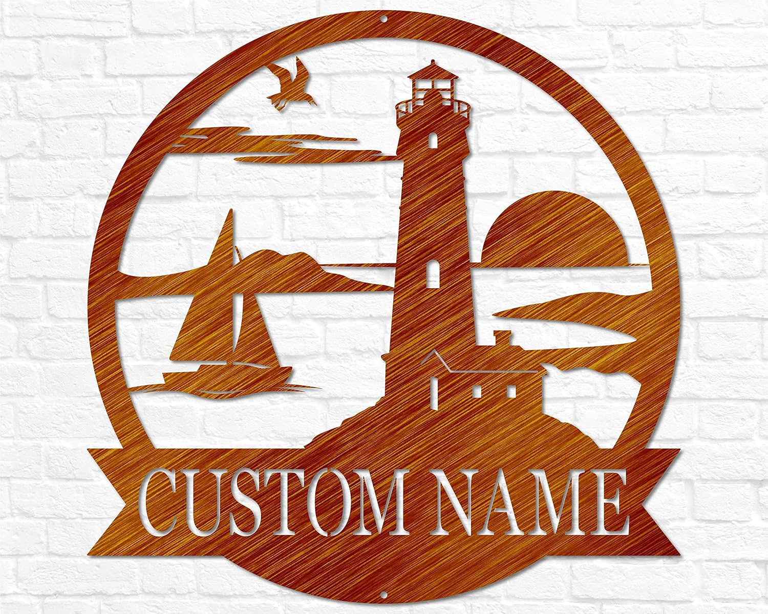 Custom Lighthouse Decor | Personalized Beach Coastal Lake House Decor | Metal Sign Wall Art Sailing