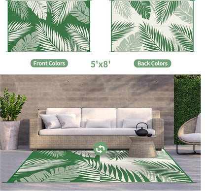 GENIMO Outdoor Rug 5' x 8' Waterproof for Patios Clearance, Reversible Plastic Straw Camping Rug
