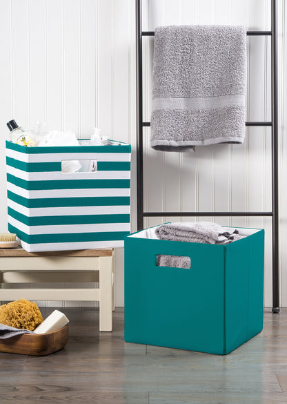DII Fabric Storage Cube Organizer Bin 13x13x13 Foldable, Teal