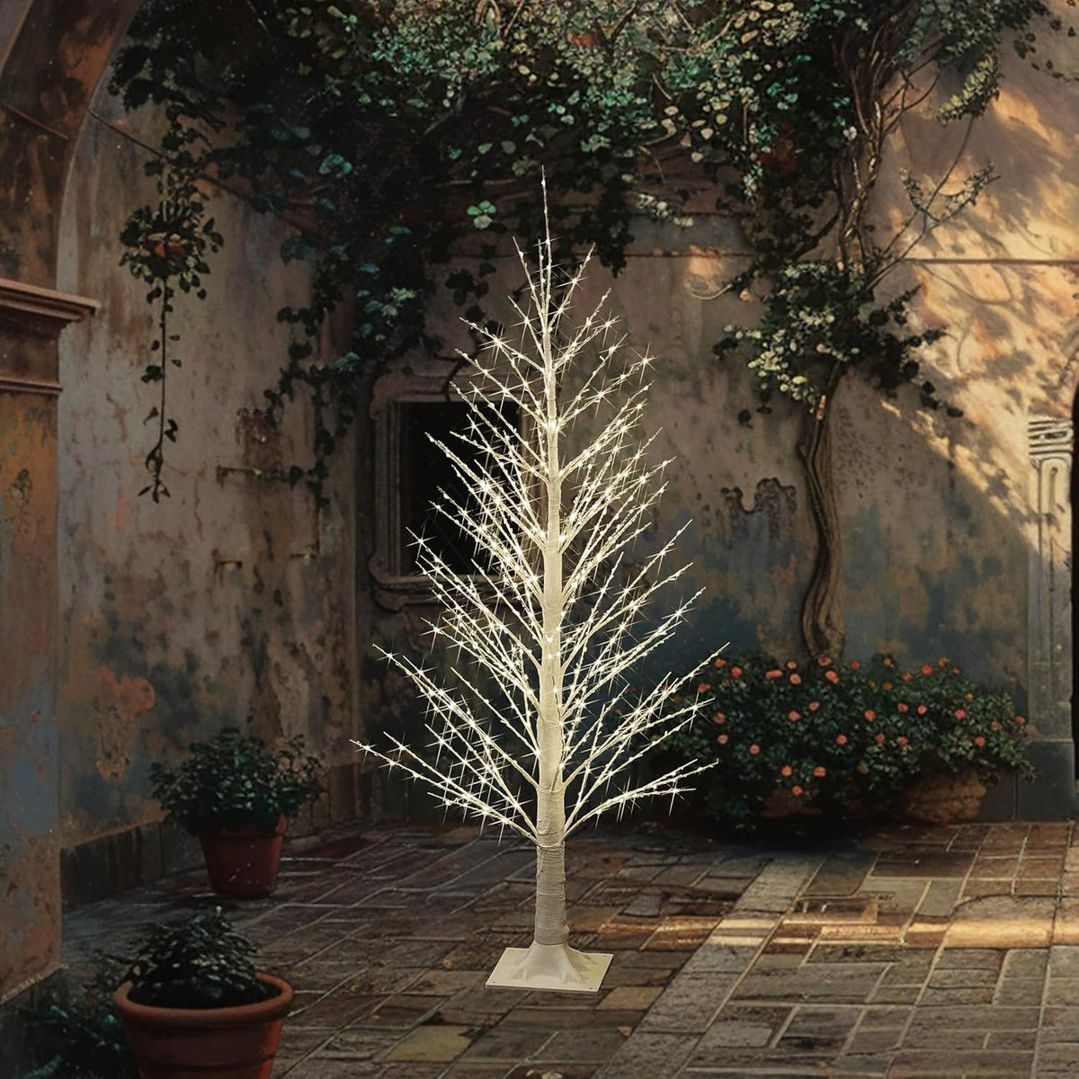Fudios Lighted White Tree Willow 4FT 450 LED Fairy Lights, Christmas Artificial Tree Lights Plug in