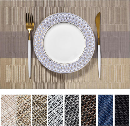 LEXMORE Placemats Set of 4 Vinyl/Plastic Woven Place Mats for Kitchen Table Indoor/Outdoor Washable
