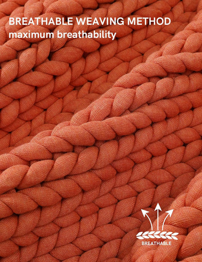 YnM Chunky Throw Blanket, Medium-Weight, Hand Knitted, Skin Friendly, Ventilated and Breathable
