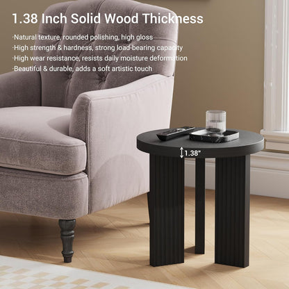 Nesting Coffee Table Set of 2, Modern Wooden Coffee Table with Smooth Thick Design, Circle Tea