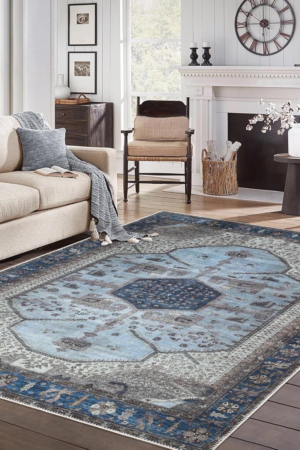 Keen Home Design 8x10 Rug - Machine Washable Area Rug with Non-Slip Backing, Ideal for Living Room