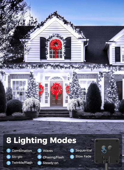 Minetom Solar String Lights for Outside, 4 Pack Total 160FT 400 LED Solar Christmas Lights Outdoor