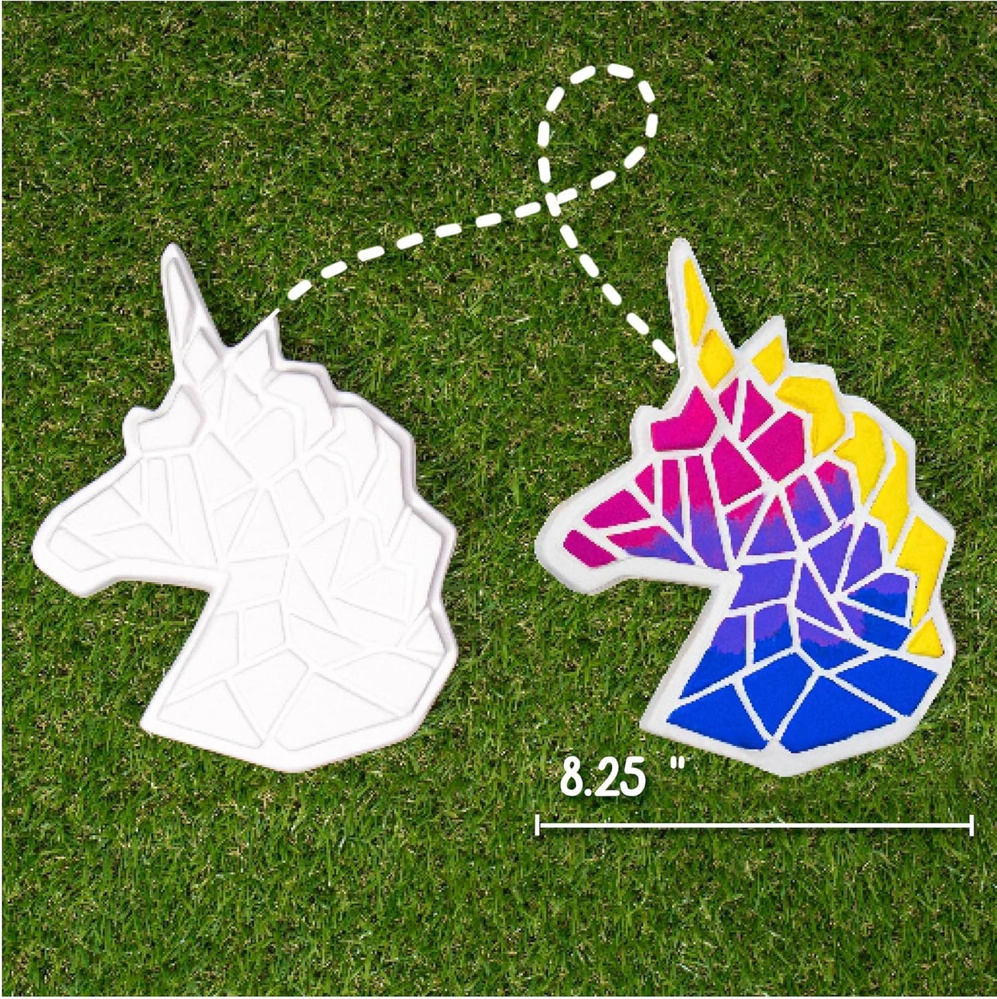 Creative Roots Mosaic Unicorn Stepping Stone, Includes 7-Inch Ceramic Stone & 6 Vibrant Paints, DIY
