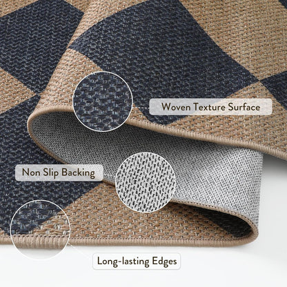 Lahome Checkered Easy Jute Washable Rug, 5x7 Area Rugs for Living Room Nature Large Dining Room