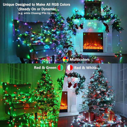 BrizLabs RGBW Christmas Lights, 98.5FT 300 LED Color Changing Halloween String Lights with Remote