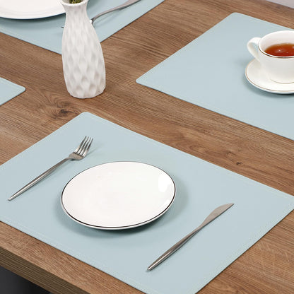 Faux Leather Placemats, PU Table Mats, Set of 6, Waterproof, Stain Resistant, Heat Resistant
