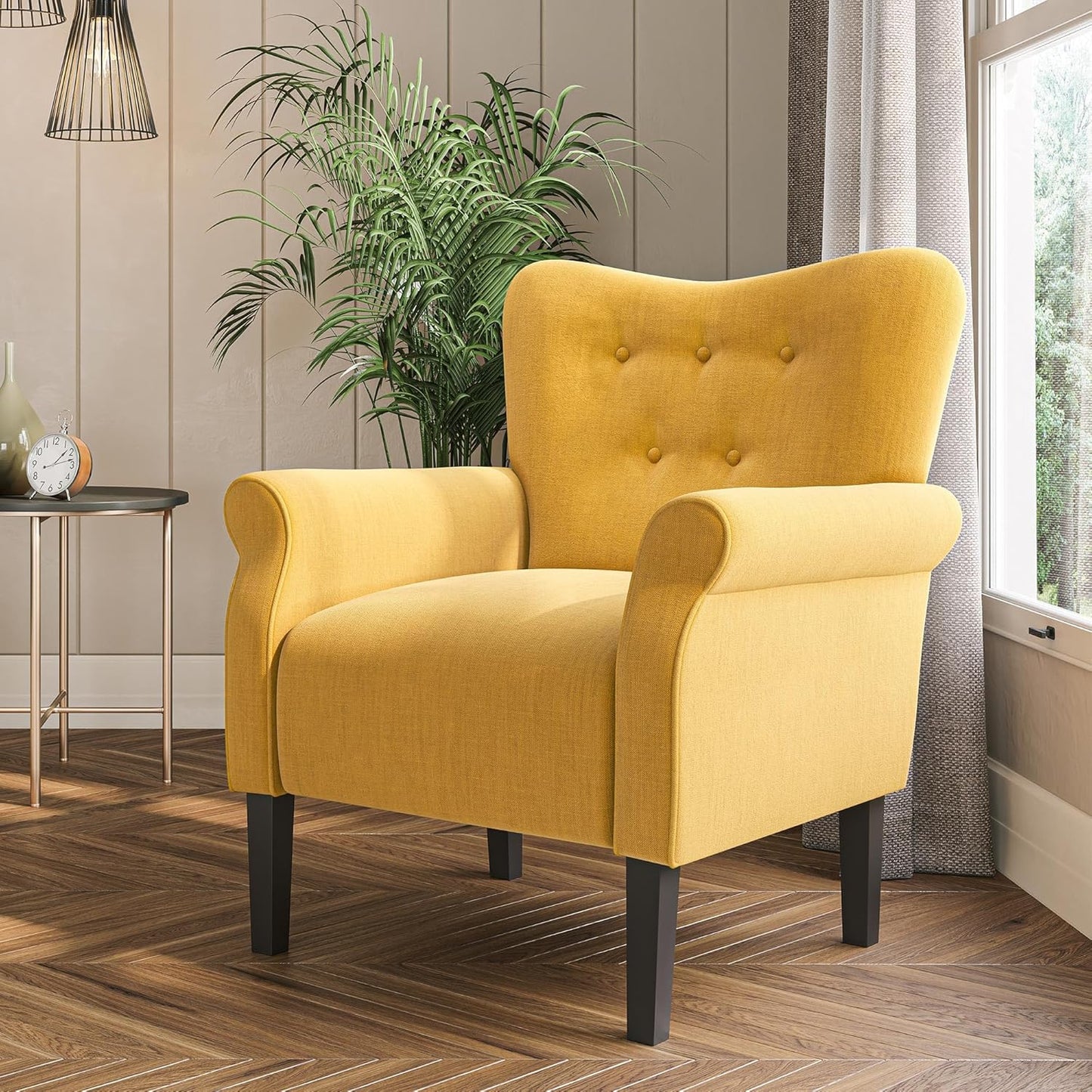 BELLEZE Modern Accent Chair, High Back Armchair, Upholstered Wingback Side Chair, Padded Single