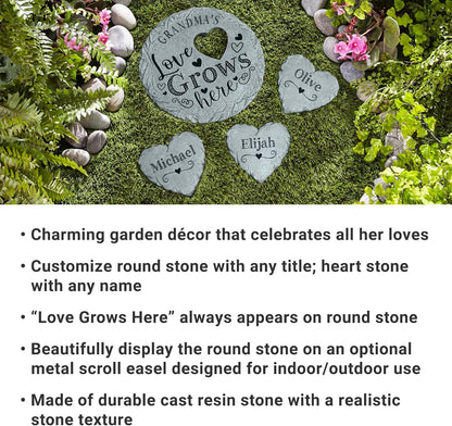 Let's Make Memories Personalized Garden Stone - Resin - Custom Garden Décor - Love Grows Here Round
