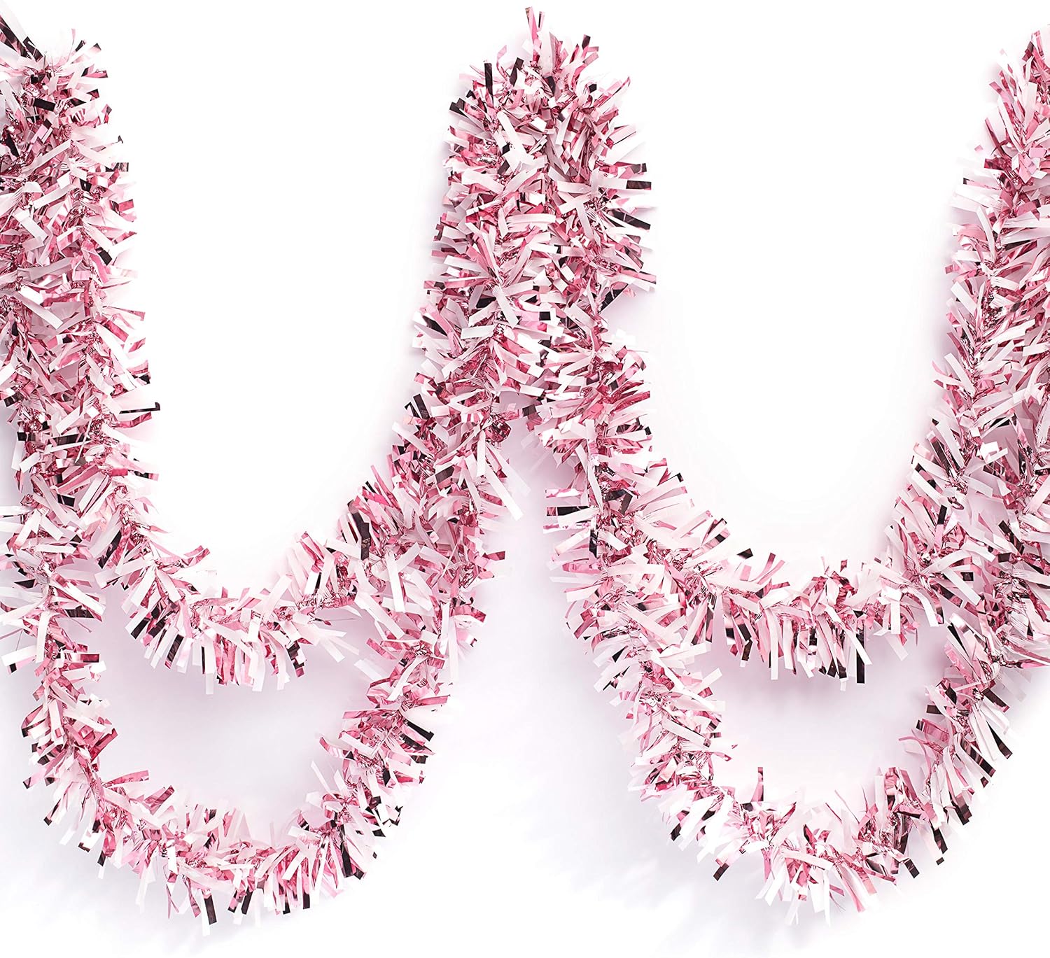 Anderson's Light Pink & White Sparkle Glitter Metallic Tinsel Twist for Trailer Or Golf Cart, 4