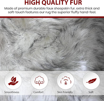 LAMBZY Faux Sheepskin Hypoallergenic Free Shape Silky Shag Rug, Luxury Shaggy Plush Carpet for