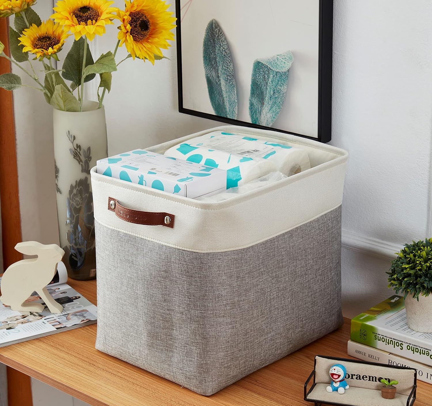 DECOMOMO Storage Baskets | Large Storage Bins 54.5L Fabric Baskets for Organizing Laundry Nursery