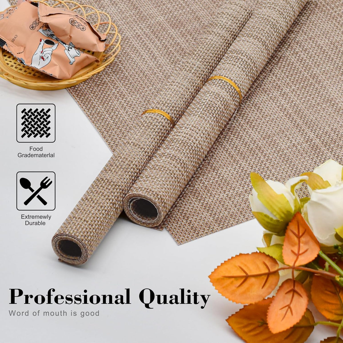 CADONO Placemats Set of 4 Washable Indoor/Outdoor Vinyl Place Mats for Dining Table Durable