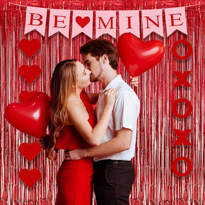 GREATRIL Red Fringe Curtains Party Streamers Backdrop Foil Tinsel Curtain Decoration for Stranger