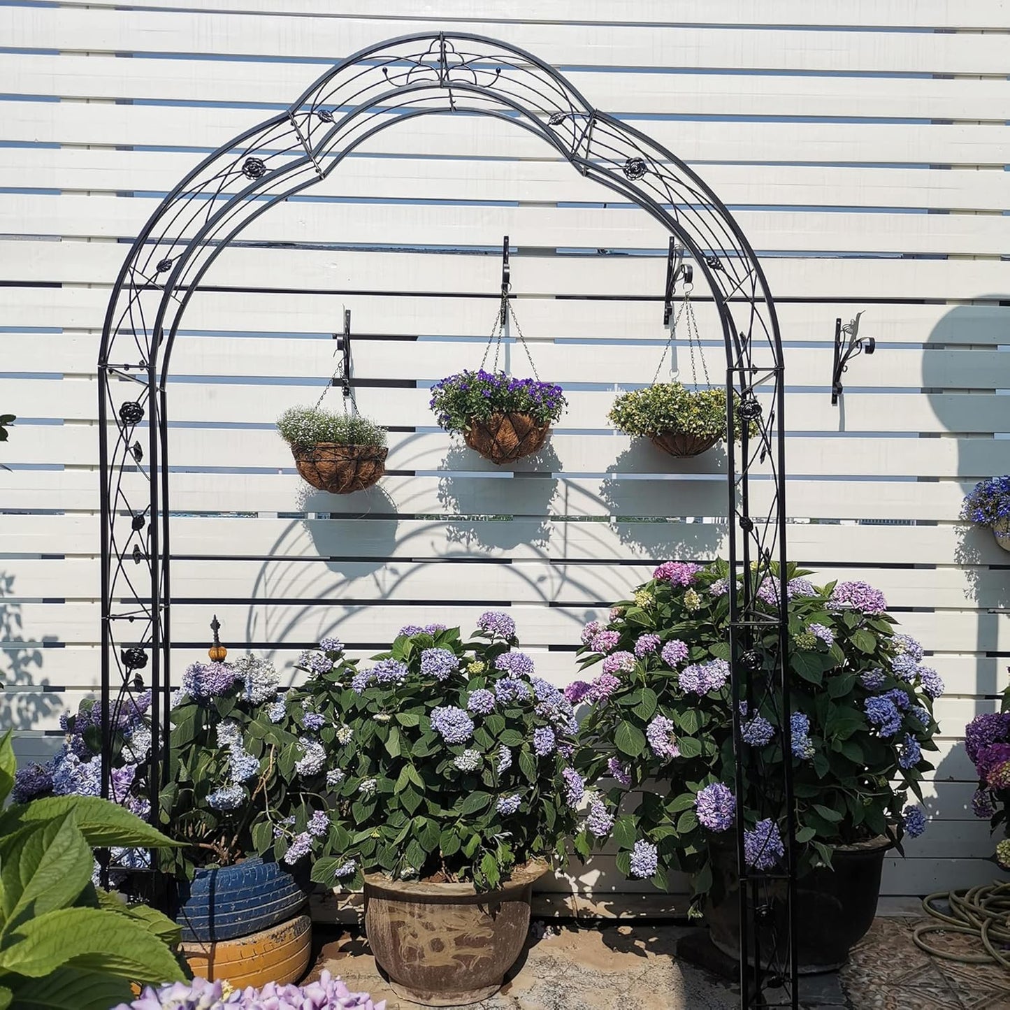 Metal Garden Arch 98.4" H Garden Arbor Trellis for Outdoor Climbing Plants Support Rose Lawn Tall