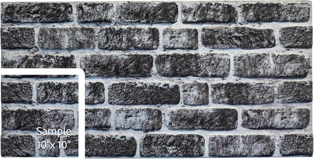 Dundee Deco 3D Wall Panels Faux Brick - Cladding, Charcoal White Stone Look Wall Paneling