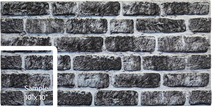 Dundee Deco 3D Wall Panels Faux Brick - Cladding, Charcoal White Stone Look Wall Paneling