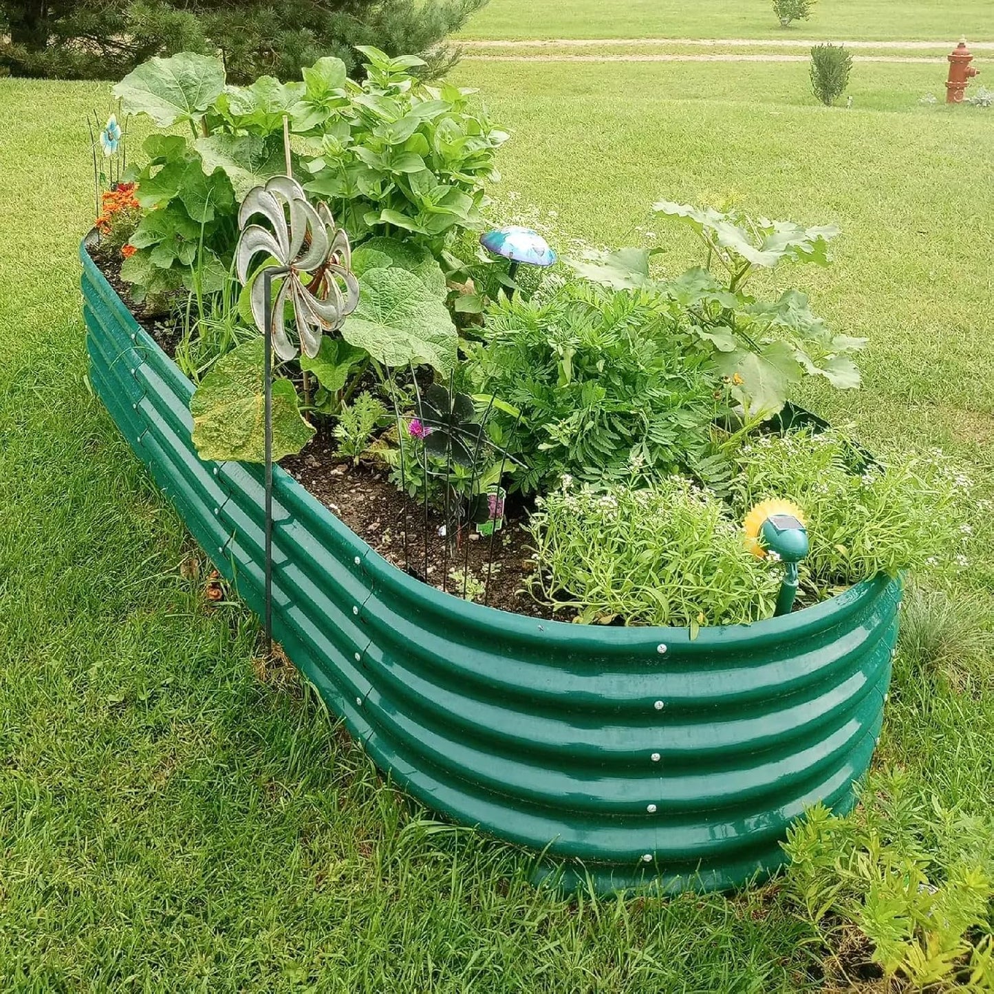 1 Pack 8x3x1.5FT Galvanized Raised Garden Bed Kit Oval Metal Ground Planter Box Outdoor Bottomless