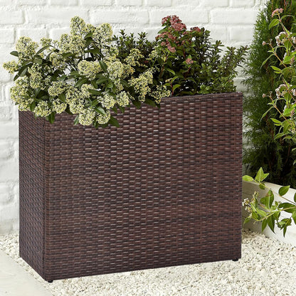 SUNNYPARK Tall Rectangular Planter with Removable Liner, All-Weather PE Rattan Large Modern