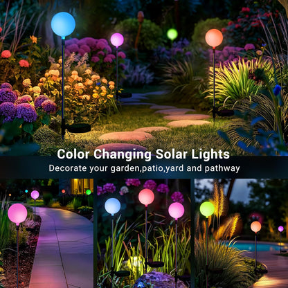 SOLPEX Solar Garden Lights 6 Pack, Solar Globe Lights Outdoor Waterproof, Multi-Color Changing