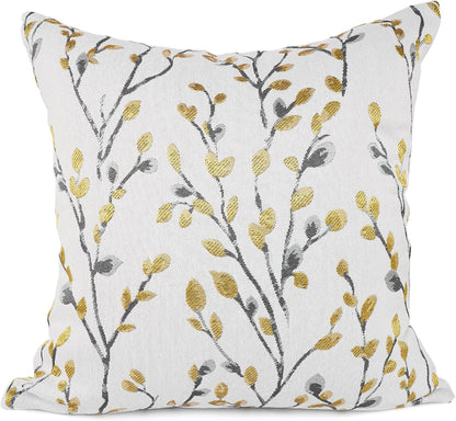 YOUR SMILE Classical Embroidery Jacquard Yellow/Gold Square Decorative Throw Pillow Case Cushion
