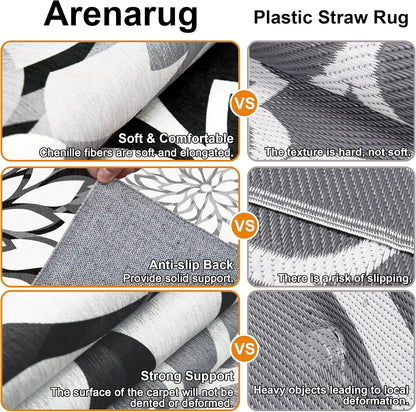 Indoor Outdoor Area Rug Washable Multicolored Rug Tropical Botanical Modern Floral Indoor Outdoor