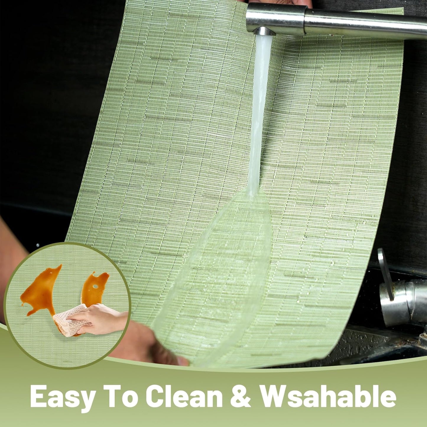 Placemats Set of 12，Non-Slip PVC Weave Table Mats Easy to Clean，Heat Resistant Place Mats for