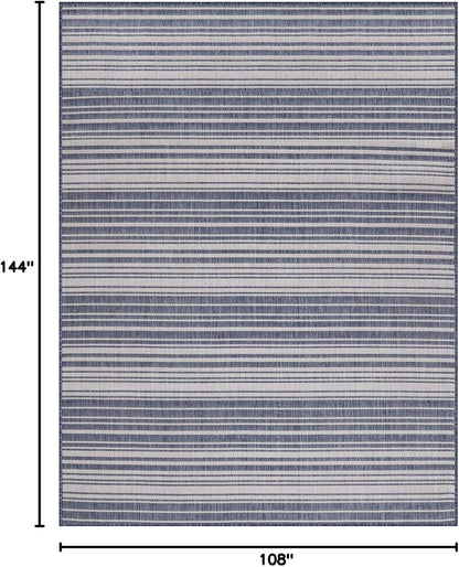 Stripe Outdoor Rug 9x12 Washable Outside Carpet for Indoor Patio Porch Waterproof Easy Cleaning Non