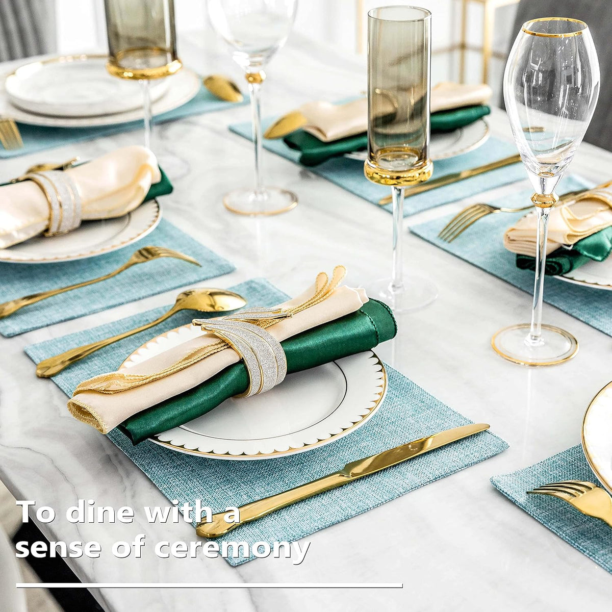 Home Brilliant Cloth Placemats Set of 8 for Holiday Dinner Linen Placemat Heat Resistant Dining