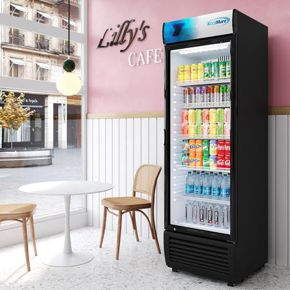 KoolMore KM-MDR-1GD-15C 26 in. Commercial Glass Door Merchandiser Refrigerator with LED Lights, 15