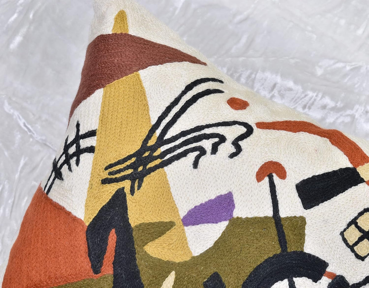 Kandinsky Abstract Pillow Cover - White Modern Throw Pillowcase Cream Chair Cushion Contemporary