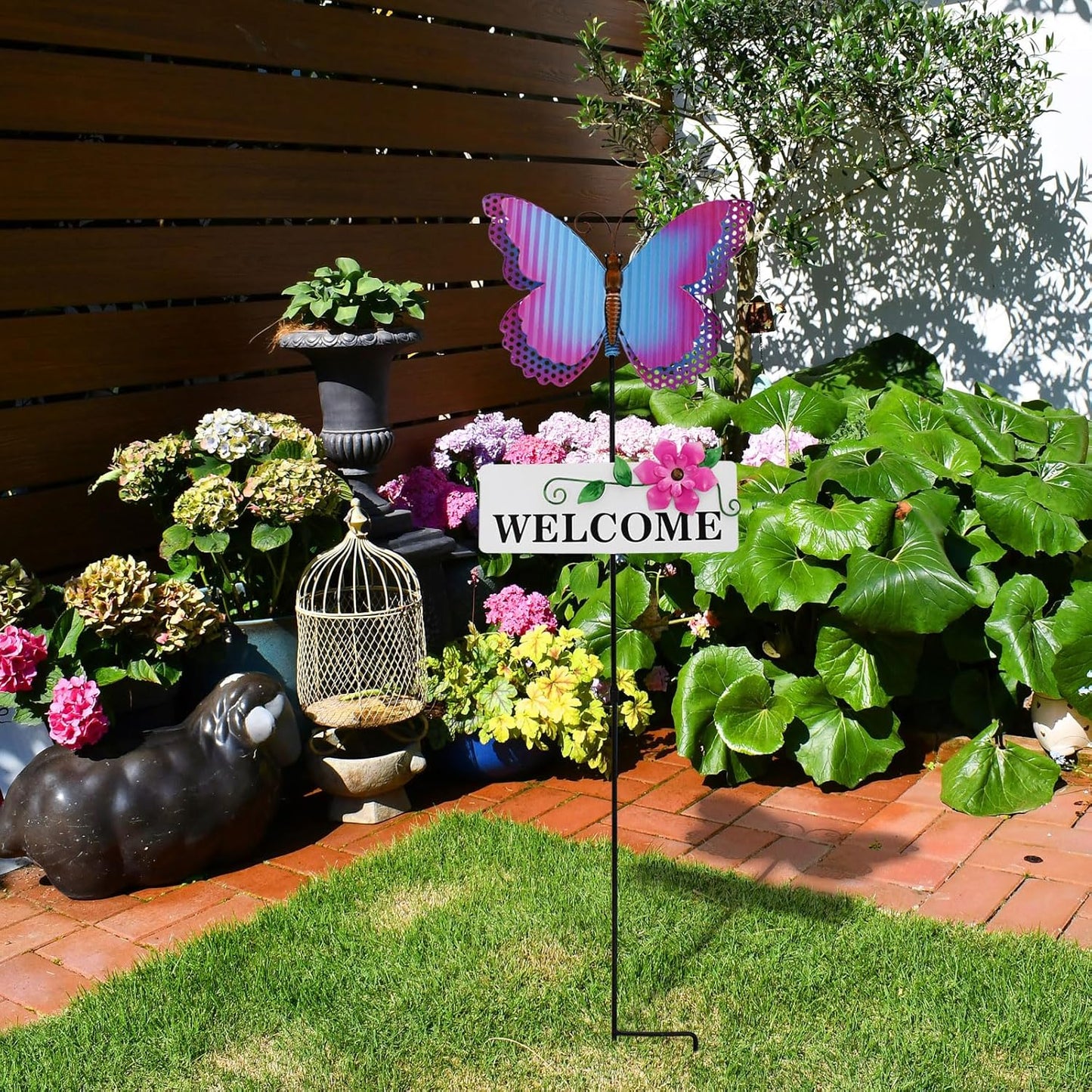 Veclotch Metal Butterfly Garden Stake,Rustic Butterfly Decorative Yard Stakes Metal Yard Art
