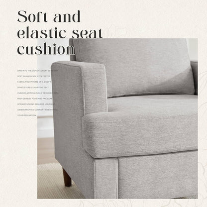 Mid-Century Accent Chair,Modern Linen Fabric Armchair for Living Room,Comfy Upholstered Reading