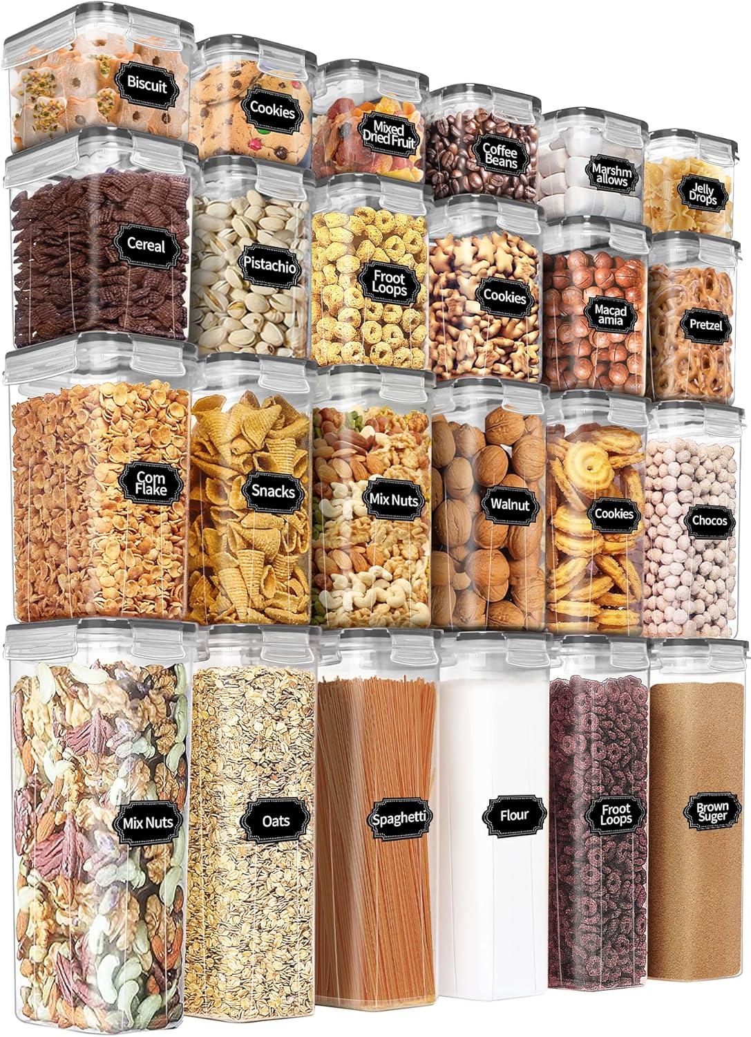 PRAKI Airtight Food Storage Containers Set with Lids - 24 PCS, BPA Free Kitchen and Pantry