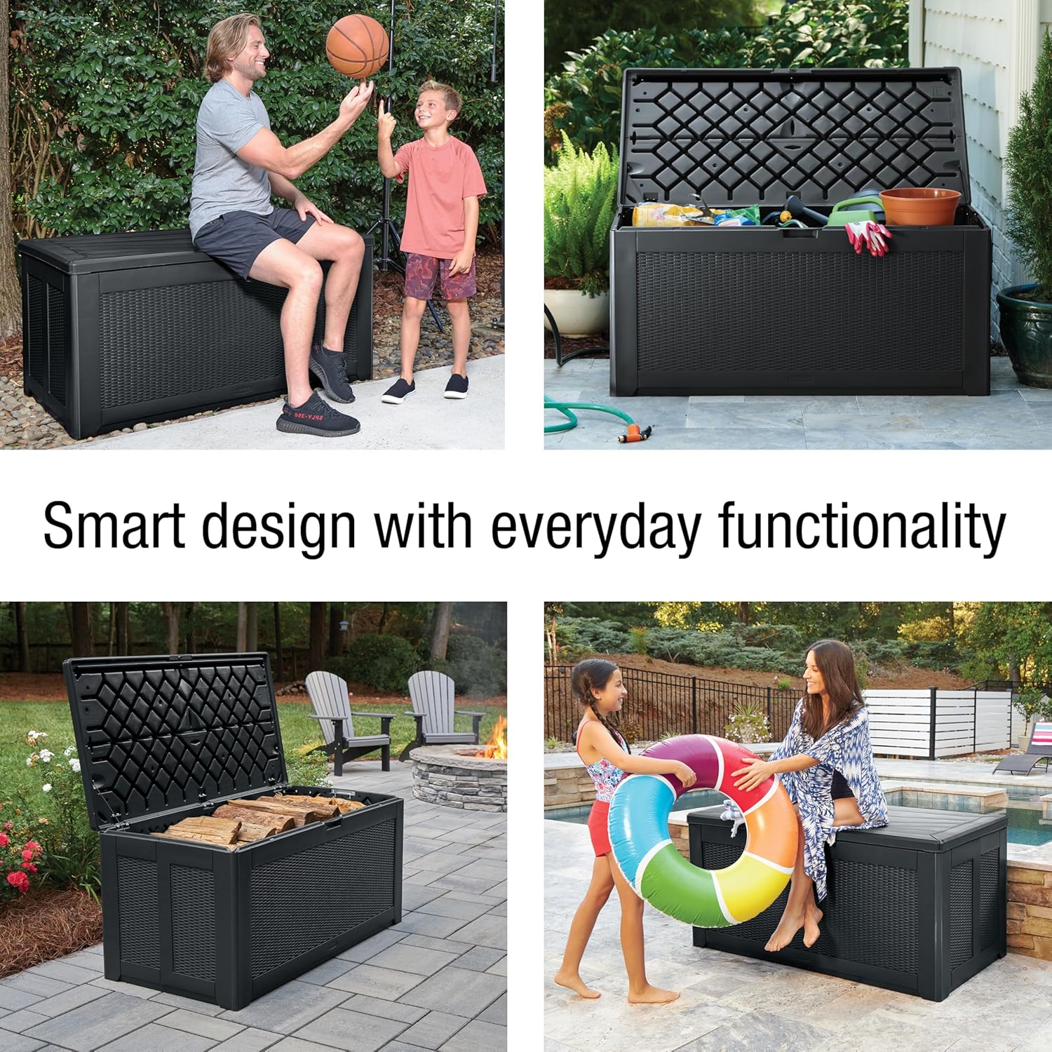 Rubbermaid Extra Large Resin Outdoor Storage Deck Box (134 Gal), Weather Resistant, Black, Deck