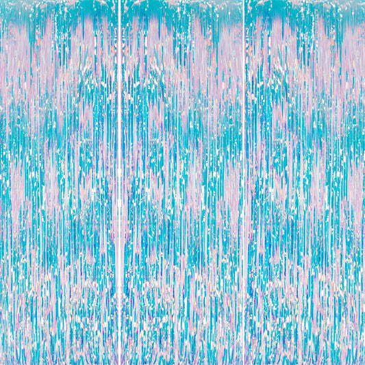3 Pack Foil Fringe Backdrop - Iridescent Shiny Tinsel Curtains for Party Decoration/Photo Booth